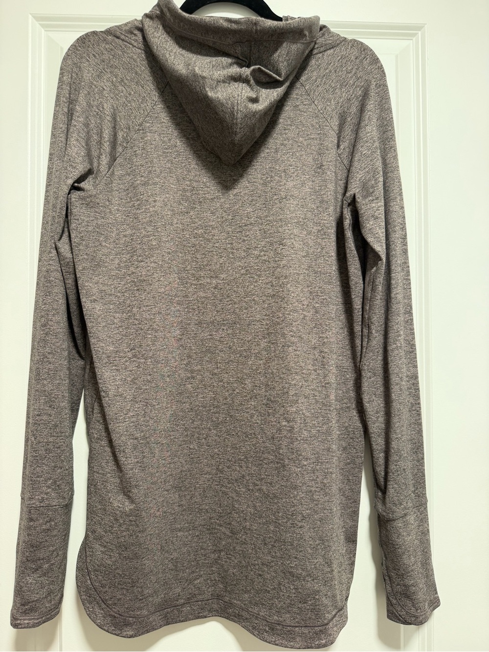 Athleta Heathered Gray Drawstring Hooded Pullover - Picture 2 of 3